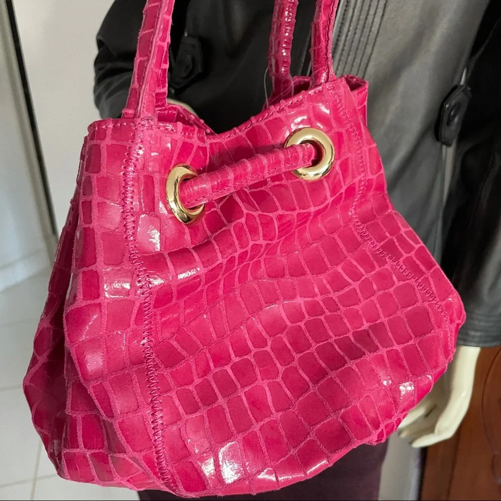 Carlos falchi pink drawstring leather bucket bag - Picture 8 of 14